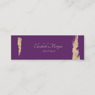 Modern Elegant Violet Gold Brush Stroke Mini Business Card