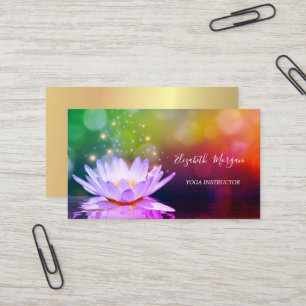 Modern Elegant Violet Lotus Gold Yoga Instructor Business Card