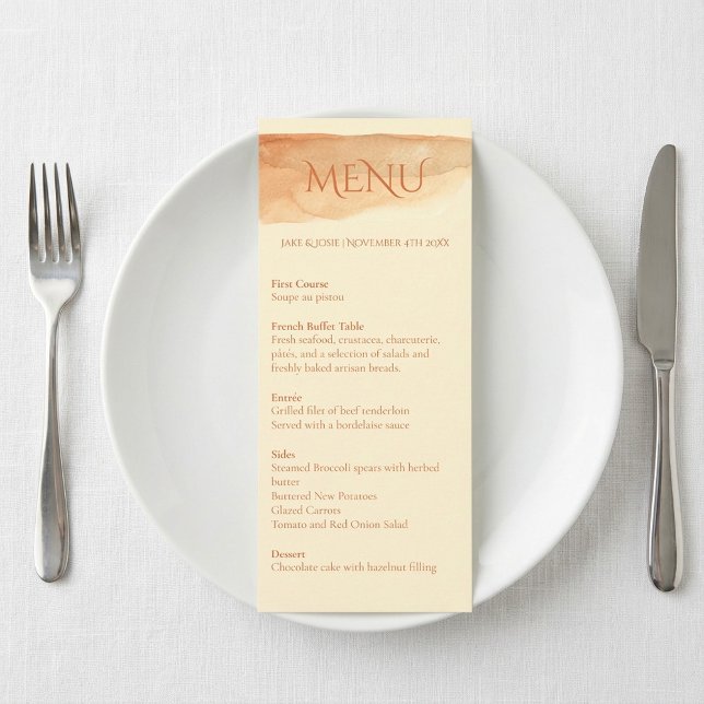 Modern elegant water colour paint table menu (Modern elegant water colour paint table menu.)