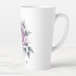 Modern elegant watercolor beautiful lavender rose latte mug
