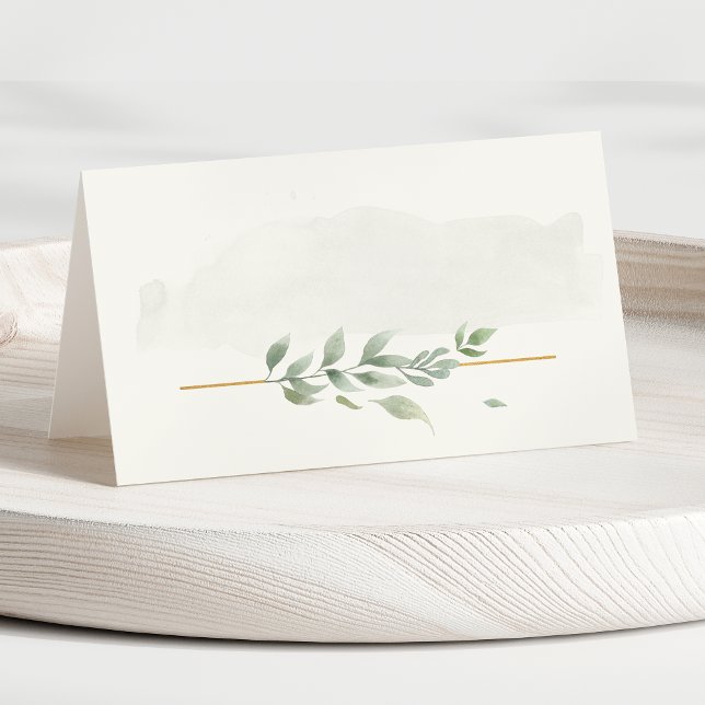 Modern Elegant Watercolor Botanical Greenery Leaf Place Card (Creator Uploaded)