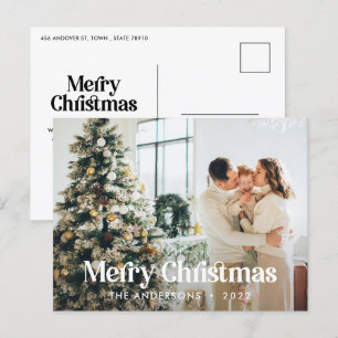  Modern elegant watercolor botanical typography Holiday Postcard