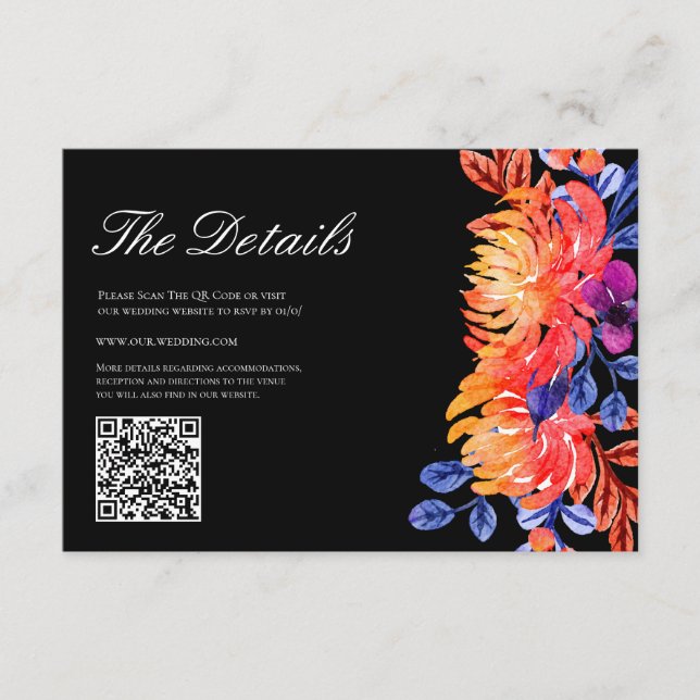 Modern Elegant Watercolor Bouquet Floral Wedding Enclosure Card (Front)