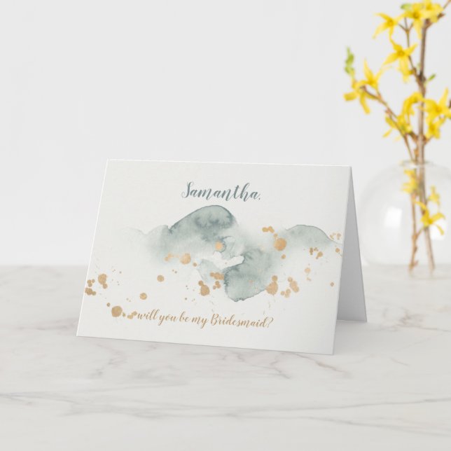Modern Elegant Watercolor Bridesmaid Proposal Card (Yellow Flower)