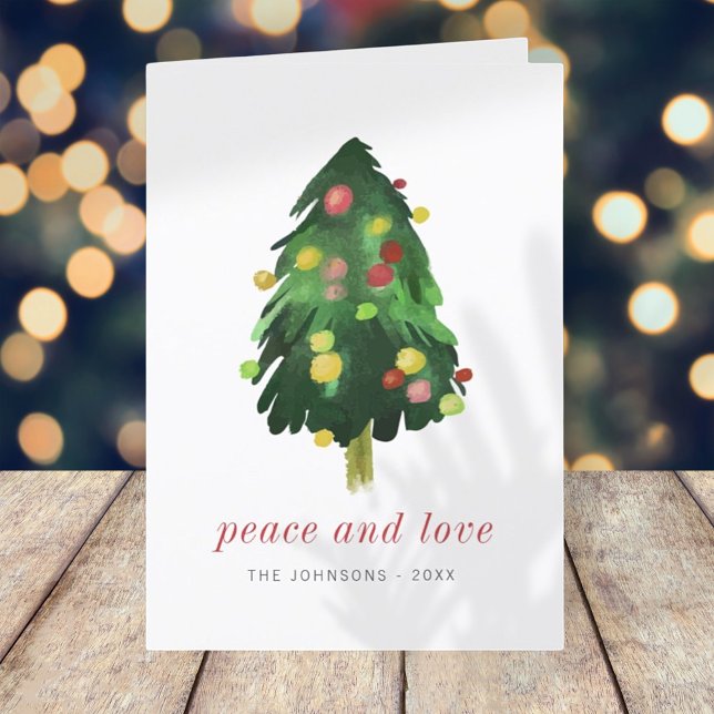 Modern Elegant Watercolor Christmas Pine Tree Holiday Card (Creator Uploaded)