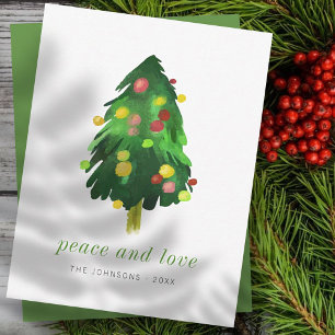 Modern Elegant Watercolor Christmas Pine Tree Holiday Card
