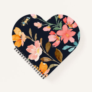 Modern Elegant Watercolor Flower Notebook