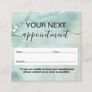 Modern Elegant Watercolor Green and Gold Appointm Appointment Card