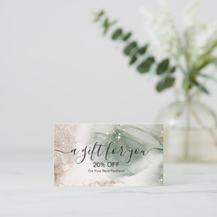 Modern Elegant Watercolor Green and Gold  Discount Card