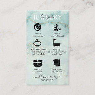 Modern Elegant Watercolor Green Jewellery Care Bu Business Card