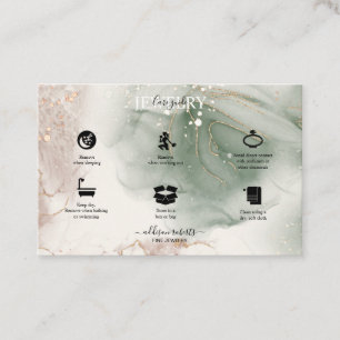 Modern Elegant Watercolor Green Jewellery Care Business Card