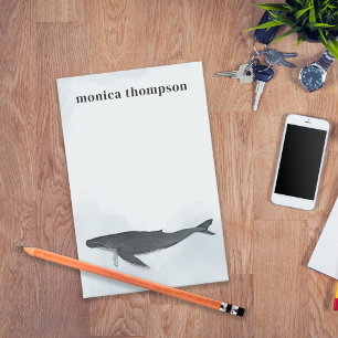Modern Elegant Watercolor Humpback Whale Post-it Notes