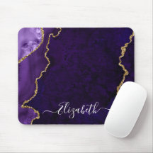 Modern Elegant Watercolor Marble Gold Purple Geode