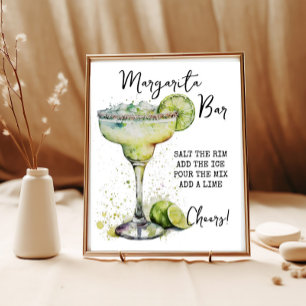 Modern Elegant Watercolor Margarita Bar Sign