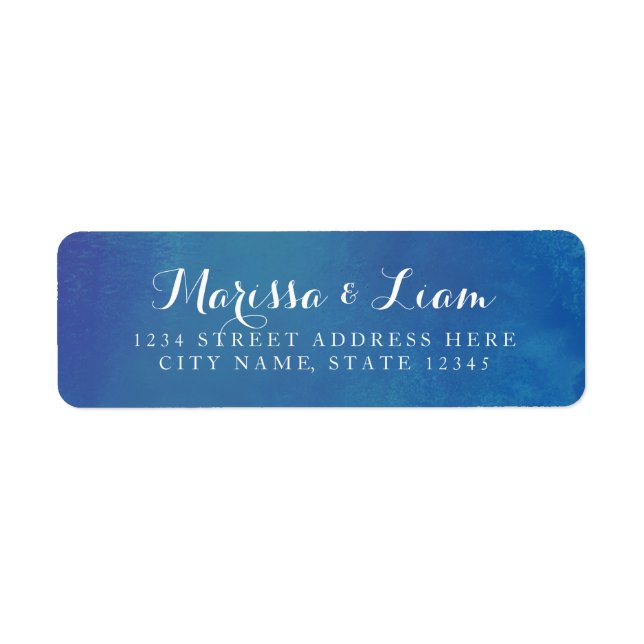 Modern Elegant Watercolor | Ocean Blue Address Return Address Label (Front)