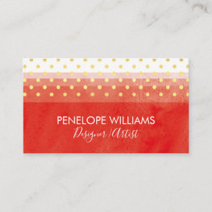 Modern Elegant Watercolor Polka Dots Business Card
