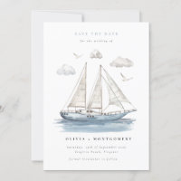 Modern Elegant Watercolor Sailing Yacht