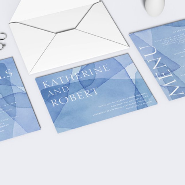 Modern Elegant Watercolor Shapes Wedding Invitation (Creator Uploaded)