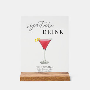 Modern Elegant Watercolor Signature Drink Acrylic Sign