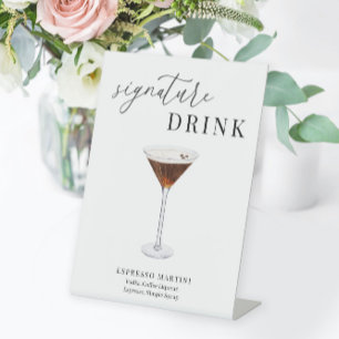 Modern Elegant Watercolor Signature Drink Pedestal Sign
