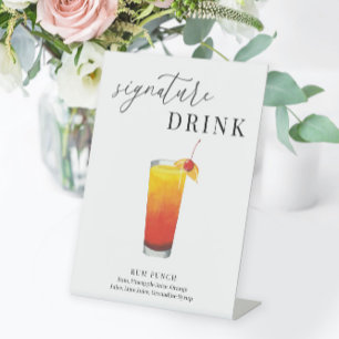 Modern Elegant Watercolor Signature Drink Pedestal Sign