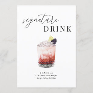 Modern Elegant Watercolor Signature Drink Sign