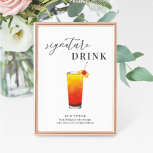 Modern Elegant Watercolor Signature Drink Sign
