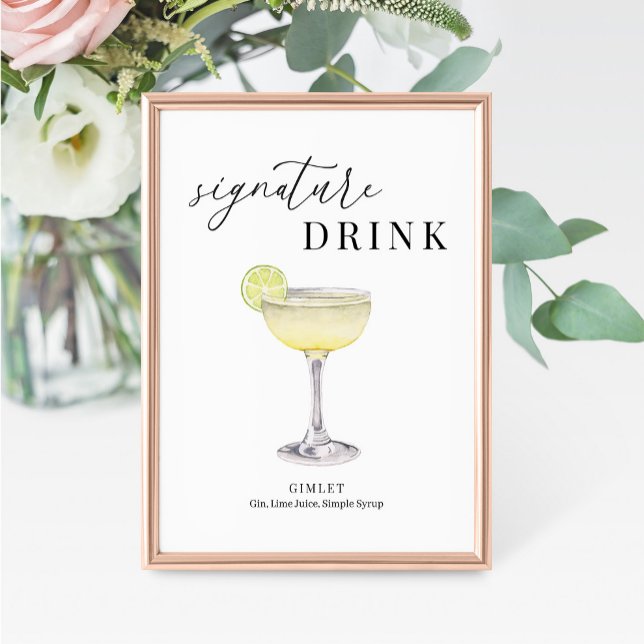 Modern Elegant Watercolor Signature Drink Sign (Creator Uploaded)