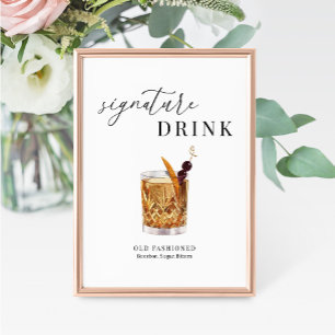 Modern Elegant Watercolor Signature Drink Sign