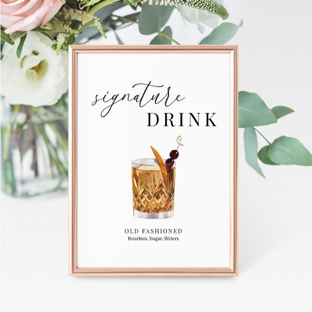 Modern Elegant Watercolor Signature Drink Sign (Creator Uploaded)
