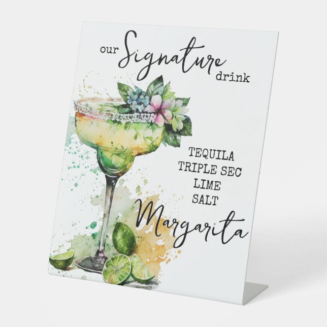 Modern Elegant Watercolor Signature Drink Sign (Front)