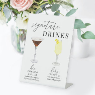 Modern Elegant Watercolor Signature Drinks Pedestal Sign