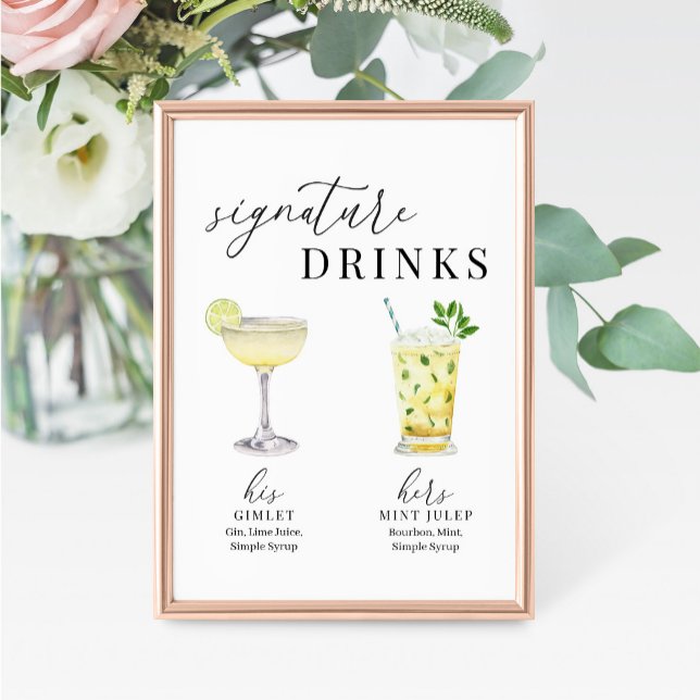 Modern Elegant Watercolor Signature Drinks Sign (Creator Uploaded)