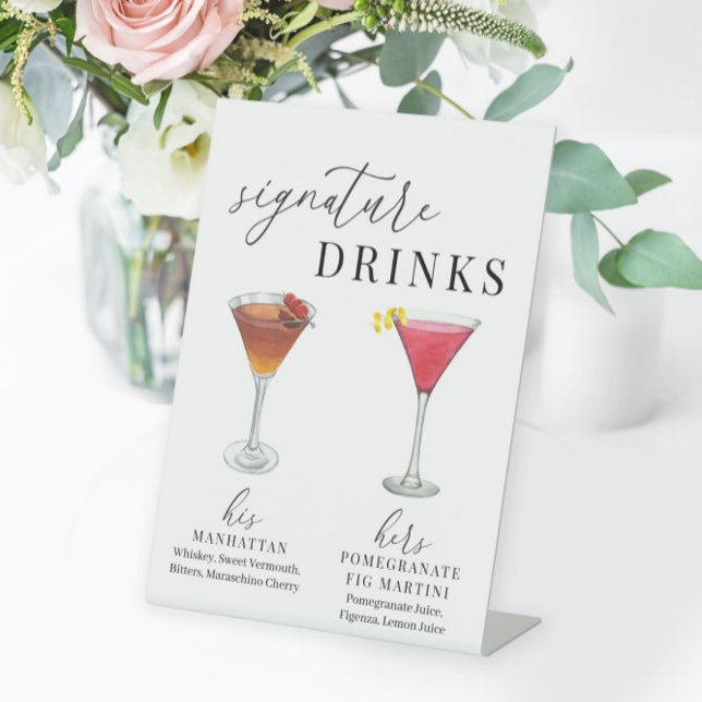Modern Elegant Watercolor Signature Drinks Sign (Creator Uploaded)