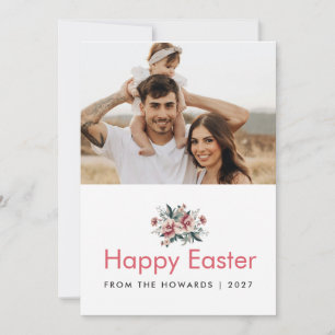 Modern ELegant Watercolor Spring Flower Easter Holiday Card