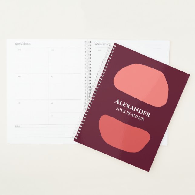 Modern Elegant Watercolor Stylish Red Personalise Planner (Display)