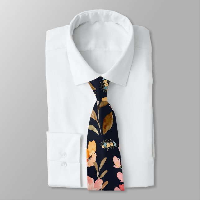 Modern Elegant Watercolor  Tie (Tied)