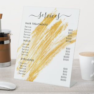 Modern Elegant Wave Glitter Pedestal Sign