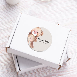 Modern elegant we can bearly wait baby shower classic round sticker