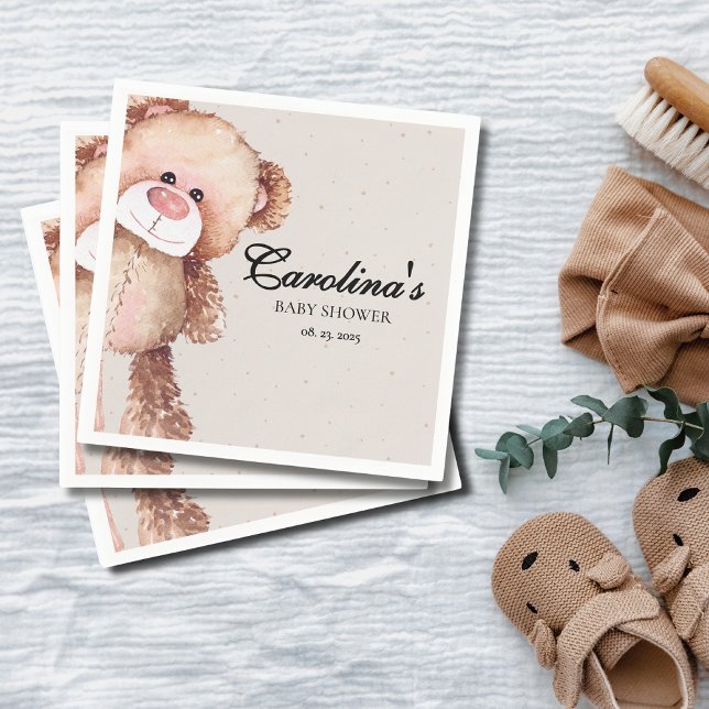 Modern elegant we can bearly wait baby shower napkin (Creator Uploaded)