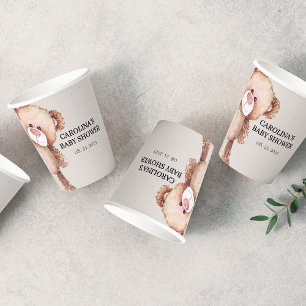 Modern elegant we can bearly wait baby shower paper cups