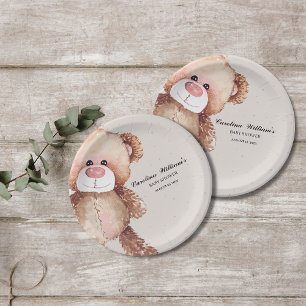 Modern elegant we can bearly wait baby shower paper plate