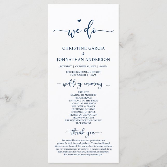 Modern Elegant, We Do, Wedding Ceremony Program (Front)