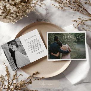 Modern Elegant Wedding 2 Photos Thank You Card