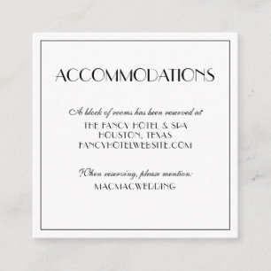 Modern Elegant Wedding Accommodations Photo Enclosure Card