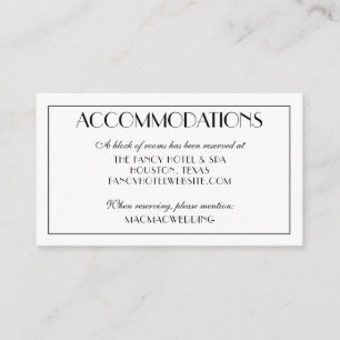 Modern Elegant Wedding Accommodations Photo Enclosure Card