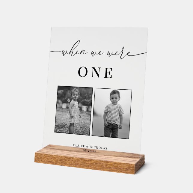 Modern Elegant Wedding Age Table Number Acrylic Sign (Angle)