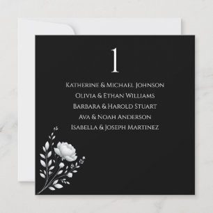 Modern Elegant Wedding Black and White-Flowers  Invitation