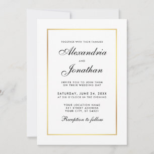 Modern Elegant Wedding Black and White Invitation