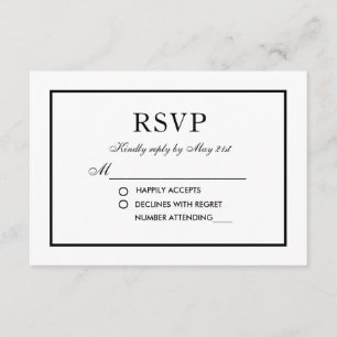 Modern Elegant Wedding Black & White RSVP Card